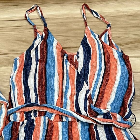 Lulu’s Angelene Blue and Orange Striped Sleeveless Romper Women’s Small - Picture 4 of 5